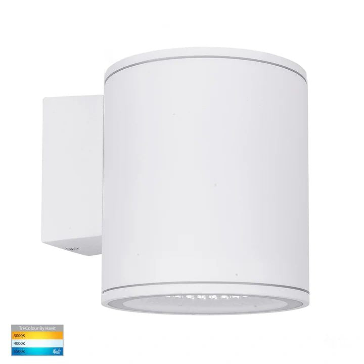 HV3628T- Porter 15w LED Large Fixed Down Wall Light WHITE ROUND WALL LIGHT