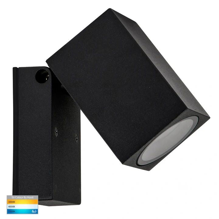 HV3630T- Accord TRI Colour Single Adjustable Spot Light BLACK WALL LIGHT