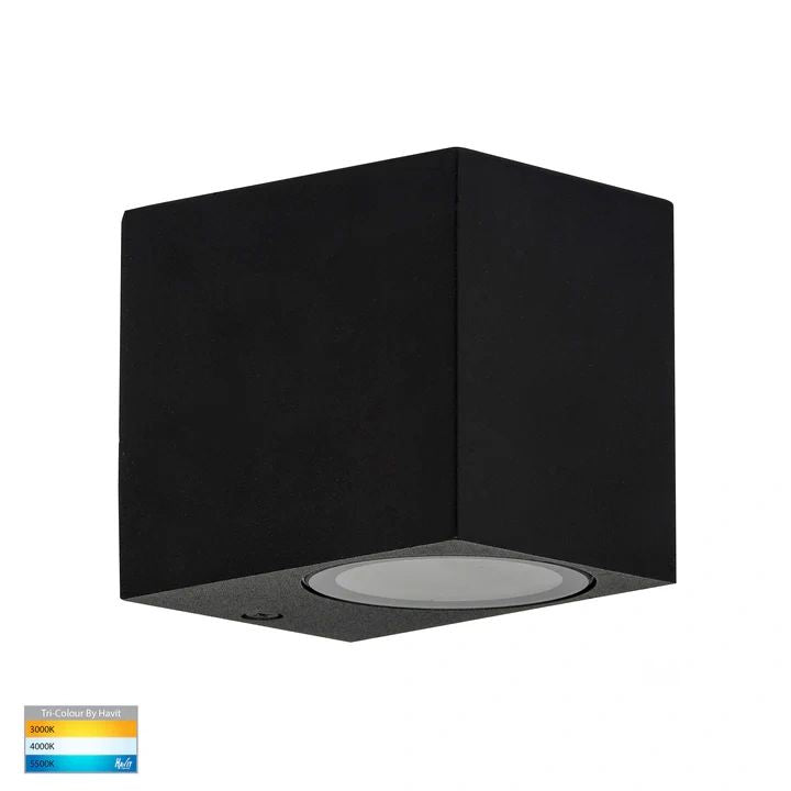 HV3631T- Accord TRI Colour Fixed Down LED Wall Light BLACK WALL LIGHT