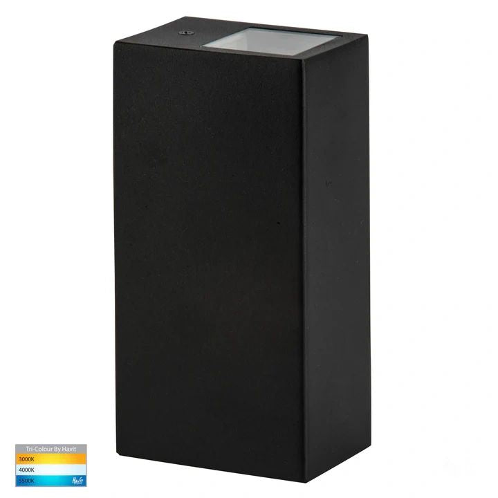 HV3633T- Veldi Square TRI Colour Up & Down Wall Light BLACK WALL LIGHT