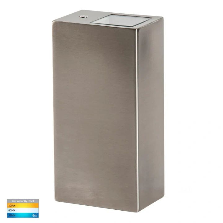HV3633T- Veldi Square TRI Colour Up & Down Wall Light 316 STAINLESS STEEL WALL LIGHT