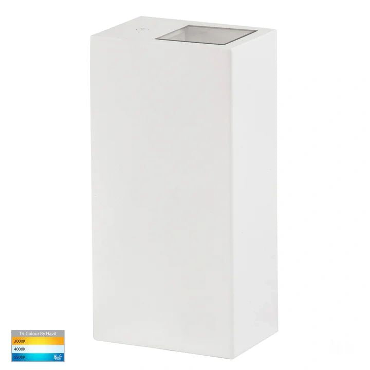 HV3633T- Veldi Square TRI Colour Up & Down Wall Light WHITE WALL LIGHT