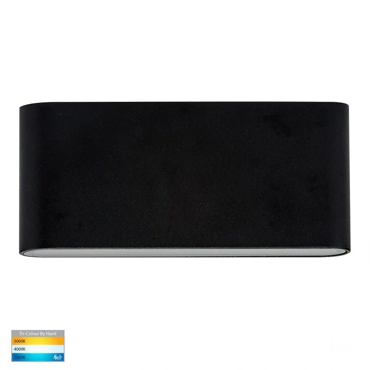 HV3643T- Lisse Black Fixed Down TRI Colour LED Wall Light 240v WALL LIGHT