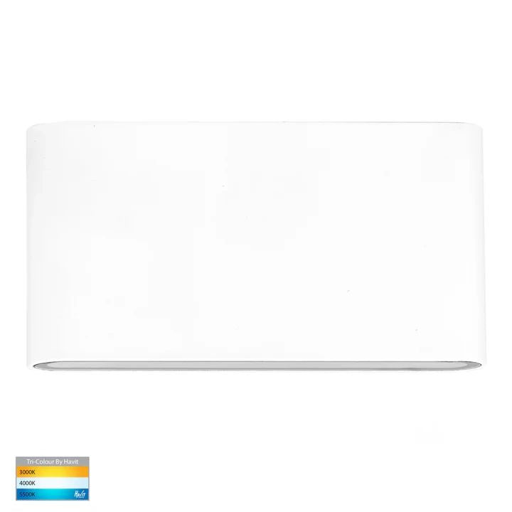 HV3644T- Lisse 5W Up & Down TRI Colour LED Wall Light WHITE WALL LIGHT