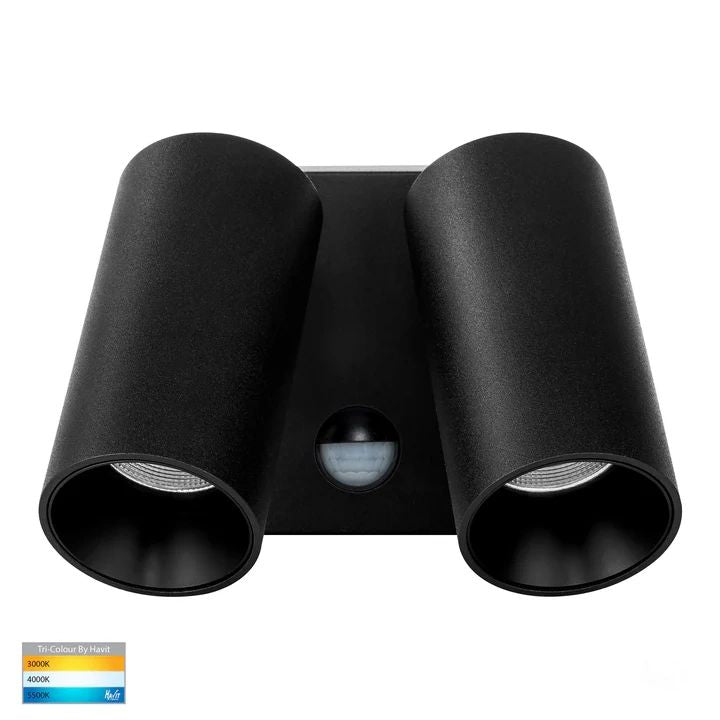 HV3684T- Revo Double Adjustable Wall Light With Sensor BLACK WALL LIGHT