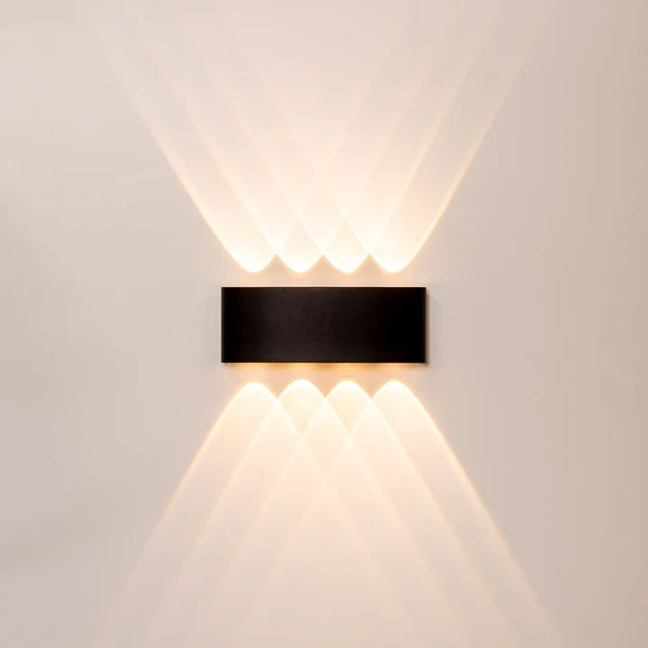 HV3697T- Maro. 218mm Up & Down TRI Colour LED Wall Light BLACK WALL LIGHT