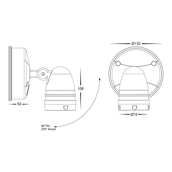 HV3791T- Focus Polycarbonate Single Adjustable Spot Light Flood and Sensor light