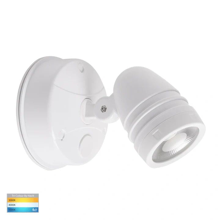 HV3791T- Focus Polycarbonate Single Adjustable Spot Light WHITE Flood and Sensor light
