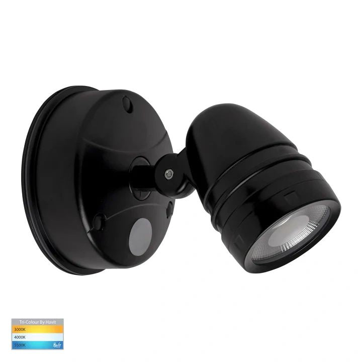HV3792T- Focus Polycarbonate Single Adjustable Spot Light With Sensor BLACK Flood and Sensor light