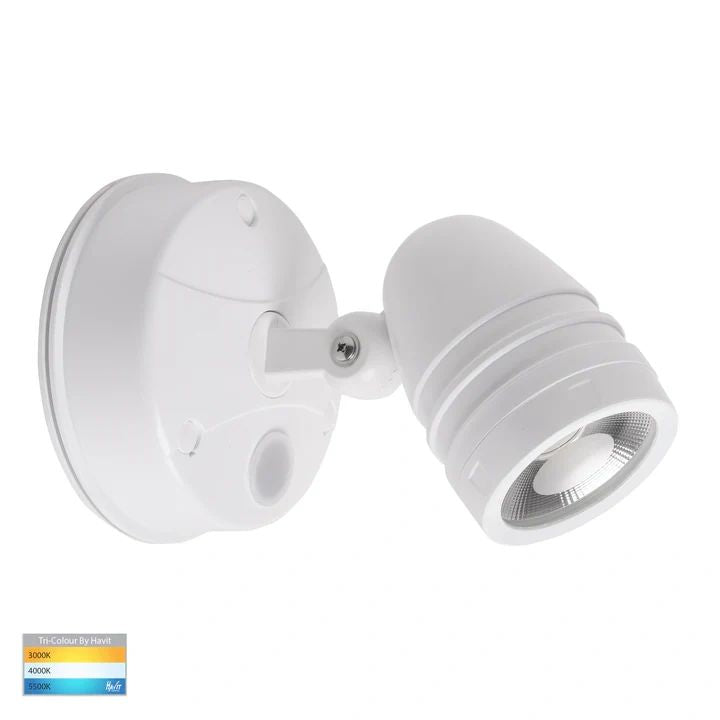 HV3792T- Focus Polycarbonate Single Adjustable Spot Light With Sensor WHITE Flood and Sensor light