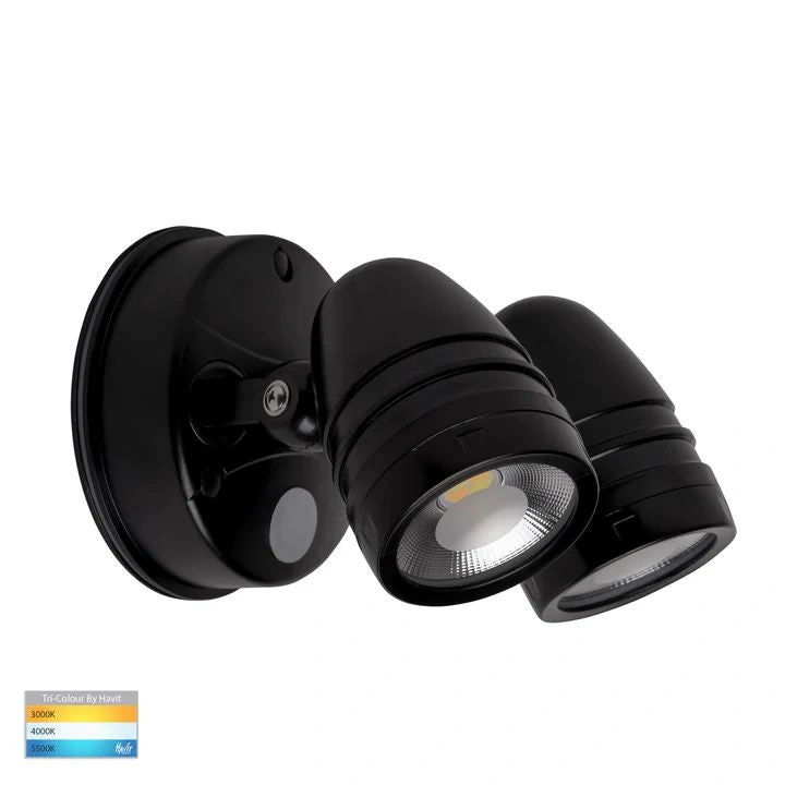 HV3794T- Focus Polycarbonate Double Adjustable Spot Light With Sensor BLACK Flood and Sensor light