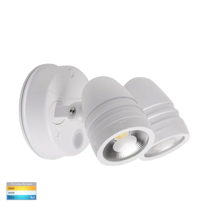 HV3794T- Focus Polycarbonate Double Adjustable Spot Light With Sensor WHITE Flood and Sensor light