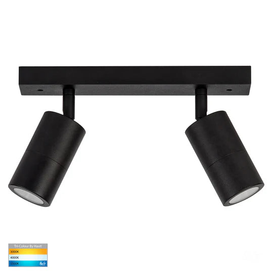 HV4001T-2 - Tivah 2 Light TRI Colour LED Bar Lights Black Spot light