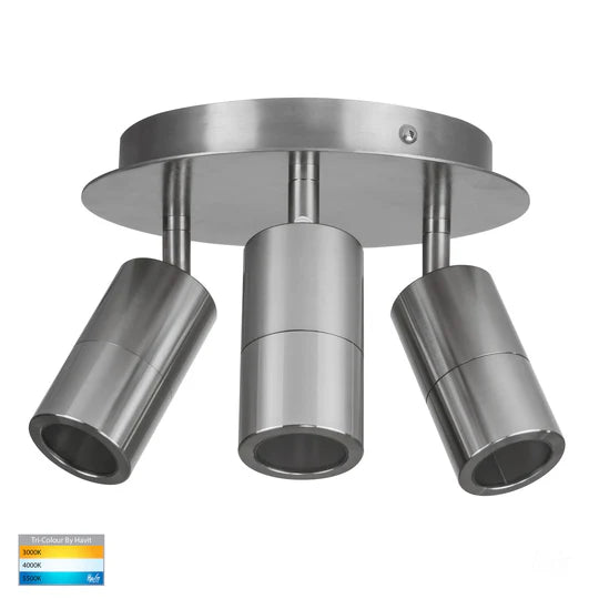 HV4001T-3-BLK-RND - Tivah Black 3 Light Round Plate Titanium Spotlight