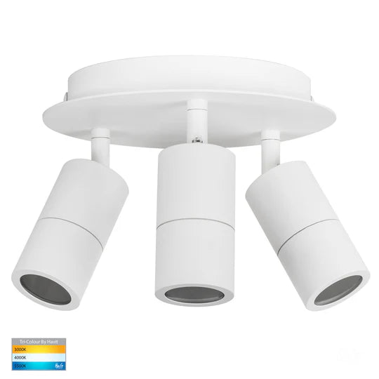 HV4001T-3-BLK-RND - Tivah Black 3 Light Round Plate White Spotlight