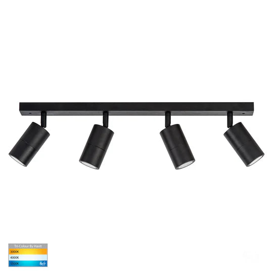 HV4001T-4- Tivah 4 Light TRI Colour LED Bar Lights Black Spot light