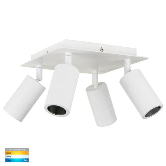 HV4001T-4-SQ - Tivah 4 Light TRI Colour LED Square Plate White Spotlight