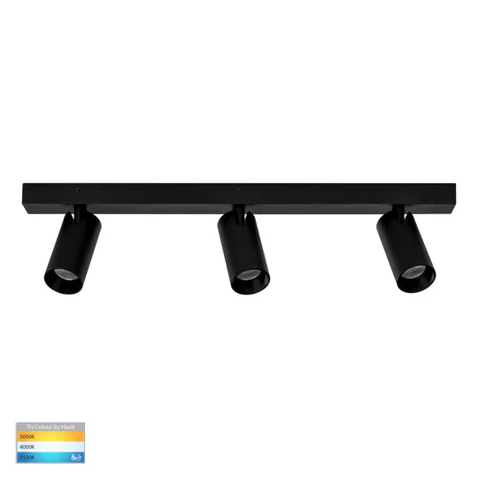 HV4002T-3 - Revo 3 Light TRI Colour LED Bar Light Black Spot light