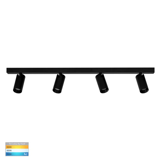 HV4002T-4 - Revo 4 Light TRI Colour Bar Light Black Spotlight
