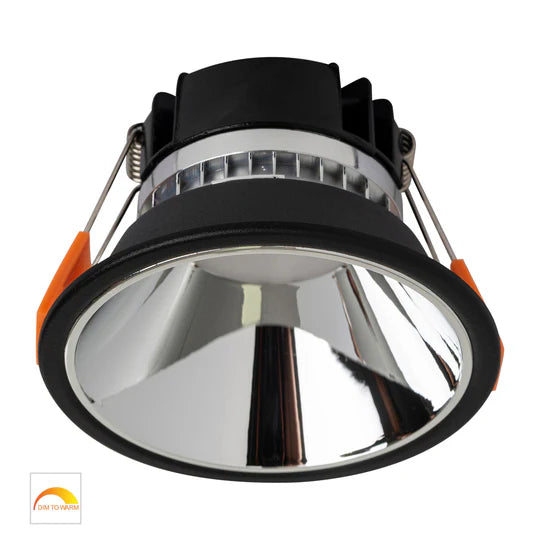 HV5528D2W - Gleam Black/White Fixed Dim to Warm LED Downlight Chrome Black Downlight