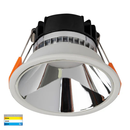 HV5528D2W - Gleam Black/White Fixed Dim to Warm LED Downlight Chrome White Downlight