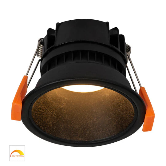HV5529T - Gleam White/Black with Insert Tri Colour Fixed Deep LED Downlight Black Black Downlight