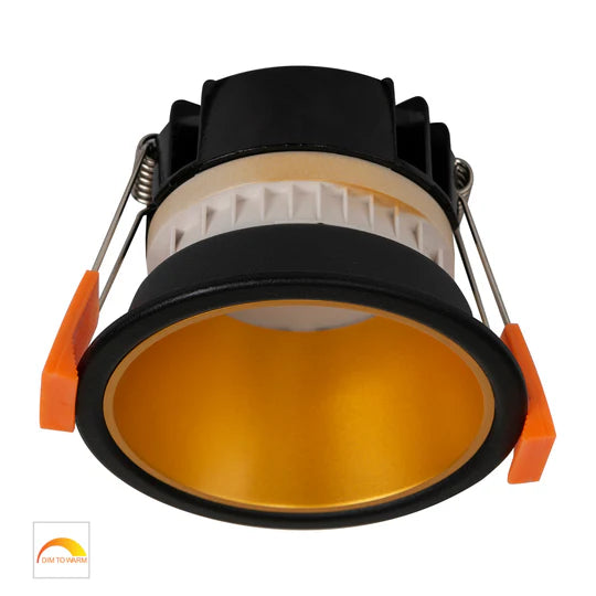 HV5529D2W- Gleam Black/White with Insert Fixed Dim to Warm LED Downlight Gold Black Downlight