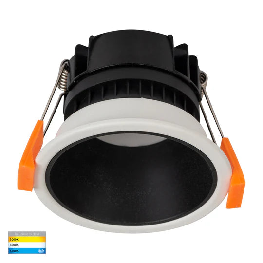 HV5529T - Gleam White/Black with Insert Tri Colour Fixed Deep LED Downlight Black White Downlight