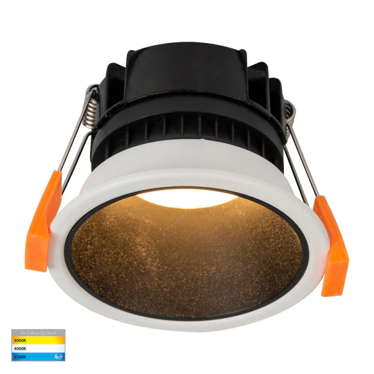 HV5529D2W- Gleam Black/White with Insert Fixed Dim to Warm LED Downlight Black White Downlight