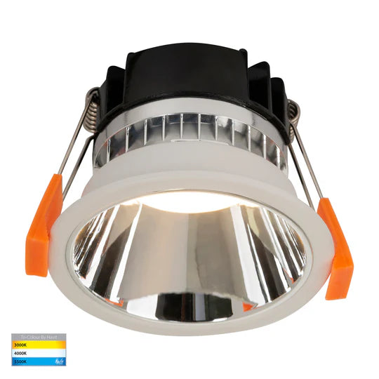 HV5529D2W- Gleam Black/White with Insert Fixed Dim to Warm LED Downlight Chrome White Downlight