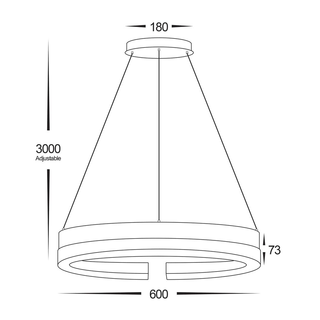 HV6092T - Orah Walnut Timber with Black Aluminium 600mm Round Pendant Pendant