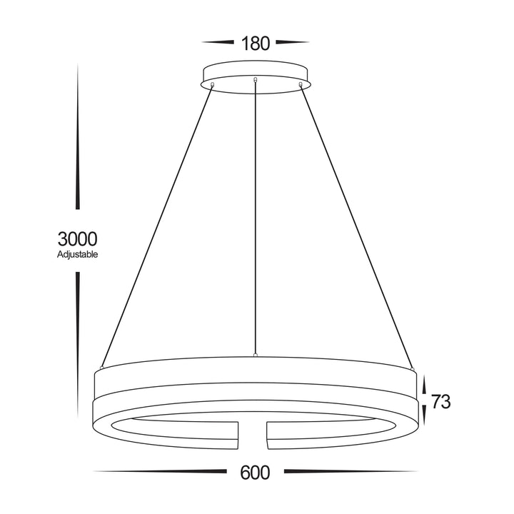 HV6092T - Orah Walnut Timber with Black Aluminium 600mm Round Pendant Pendant