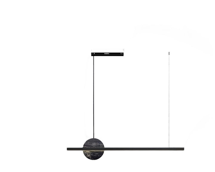 HAMBURG Linear Pendant with Marble Black with Black Marble Pendant