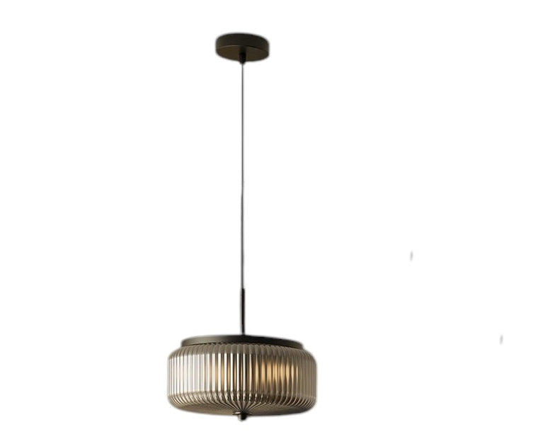 Whistler Ribbed Glass 3 light Pendant Black and Smoke Pendant