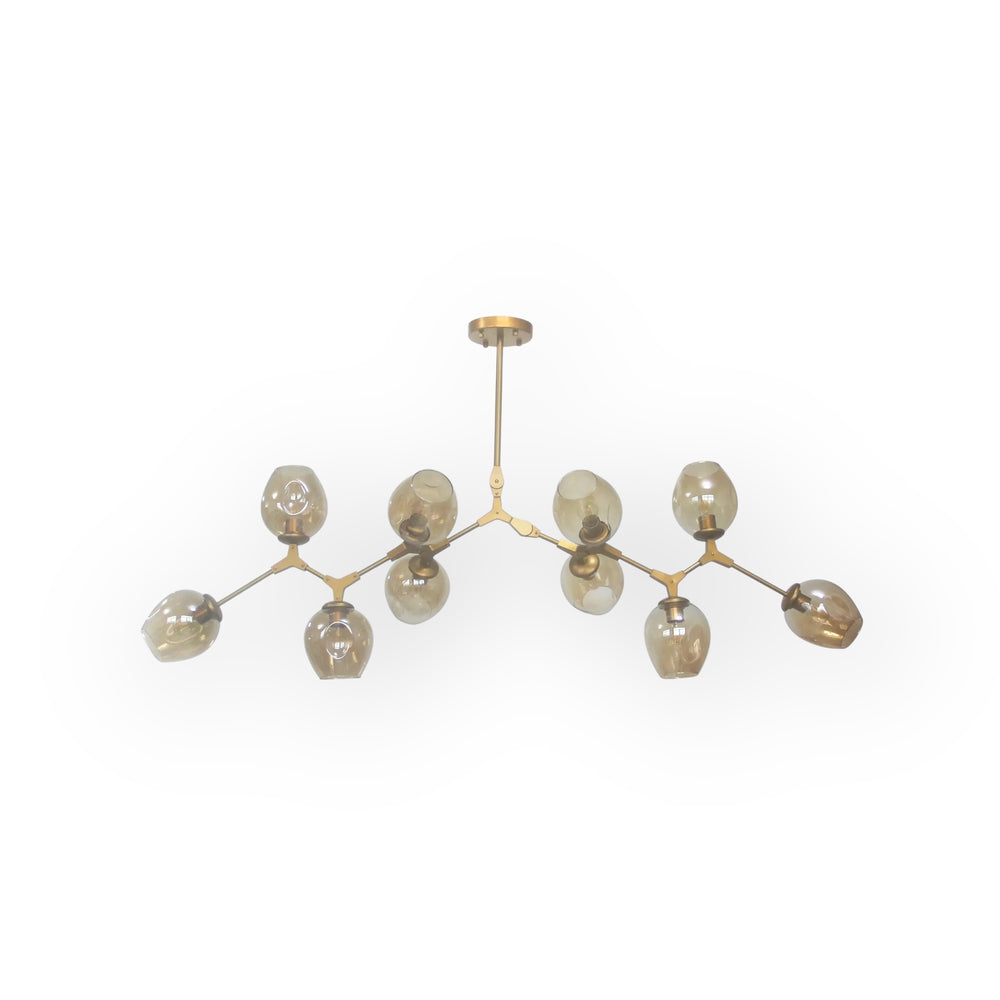 Evertop Black and Smoke Glass 10 Lights Pendant (E27) Amber Pendant