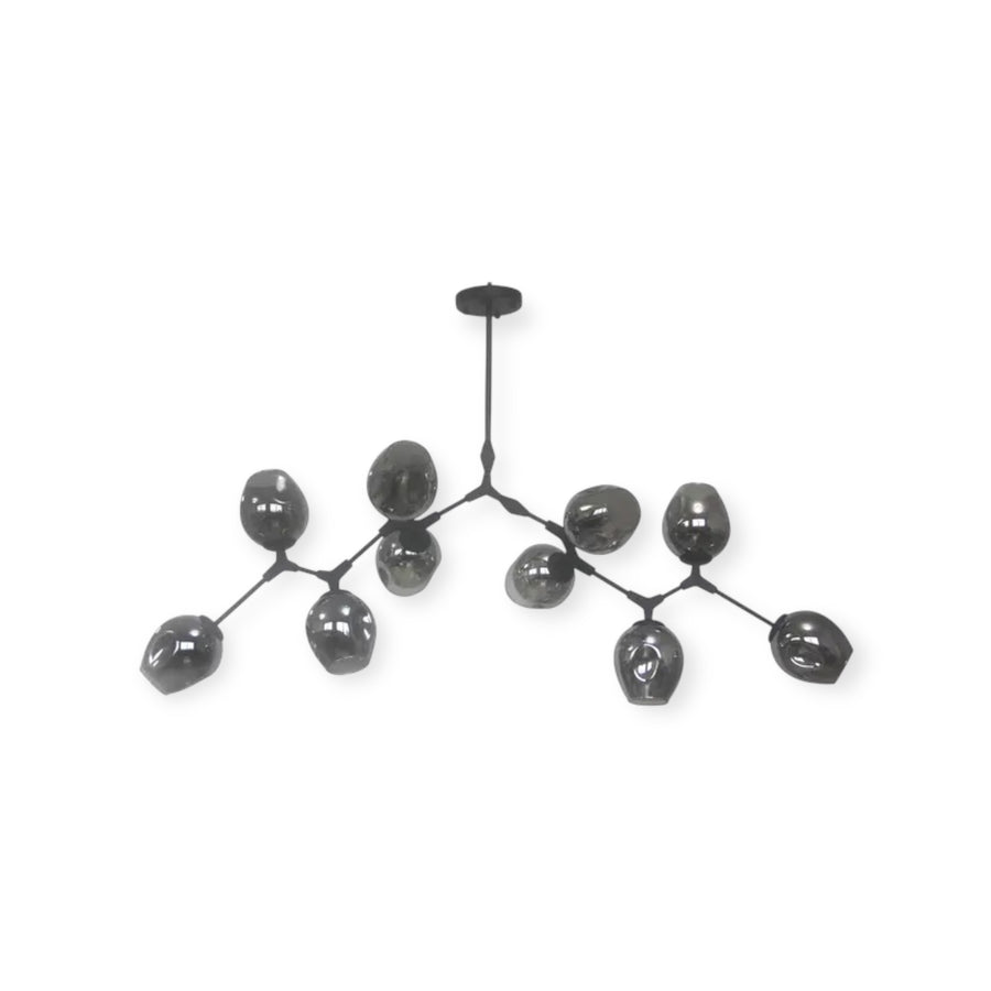 Evertop Black and Smoke Glass 10 Lights Pendant (E27) Black Pendant