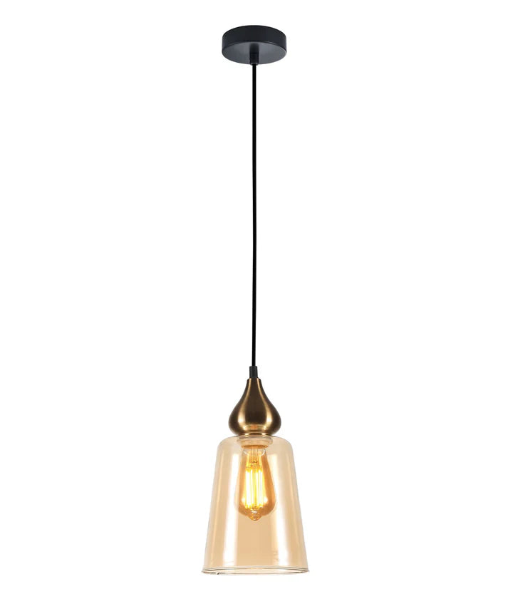 JEREZ: Modern Bronze Amber / Smokey Black Ellipse Glass Flat Top Pendant Lights Pendant