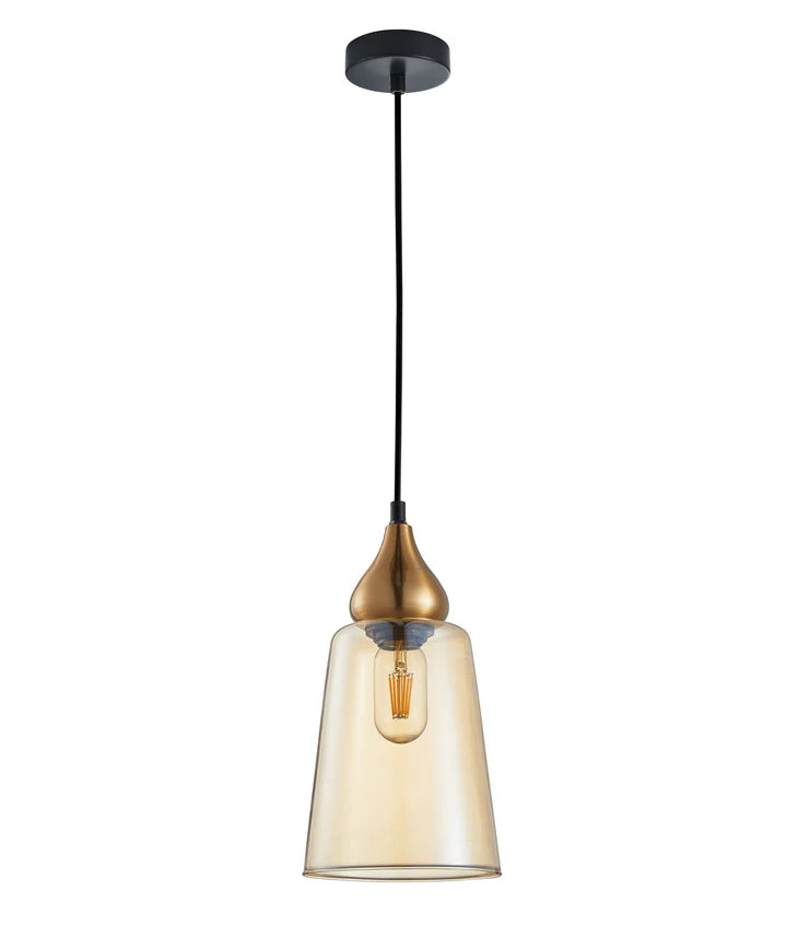 JEREZ: Modern Bronze Amber / Smokey Black Ellipse Glass Flat Top Pendant Lights Bronze Amber Pendant