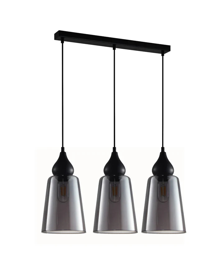 JEREZ: Bronze Amber/ Smokey Black Ellipse Glass Flat Top Bar Base Pendant Lights Smokey Black Pendant
