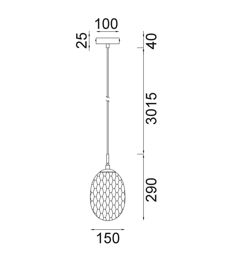 KATHAL: Interior Ellipse Glass Segmented with Brass Highlight Enclosed Pendant Lights Pendant