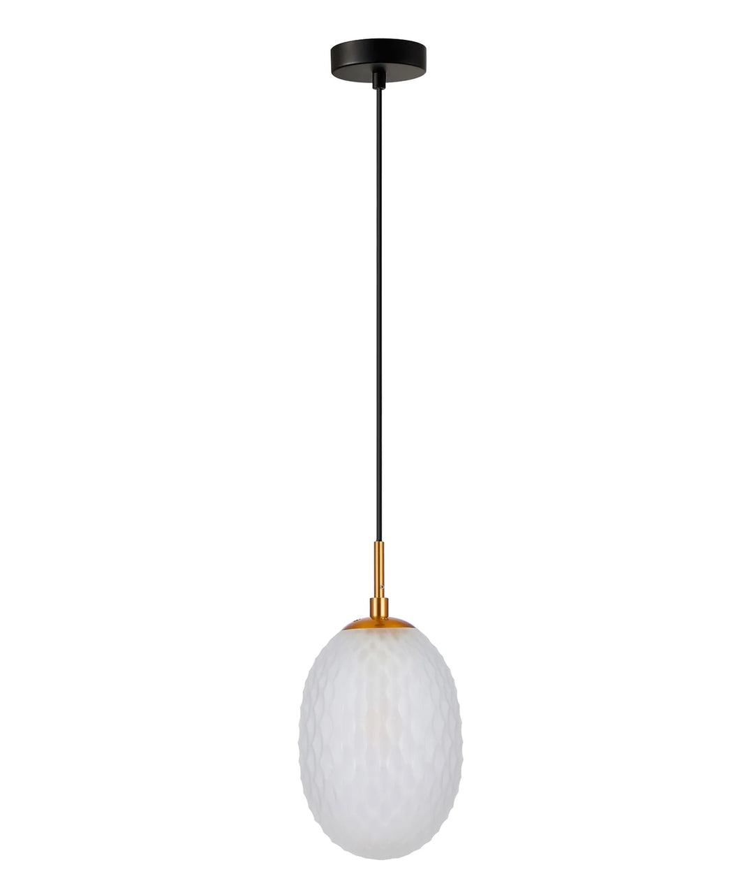 KATHAL: Interior Ellipse Glass Segmented with Brass Highlight Enclosed Pendant Lights Frosted Pendant