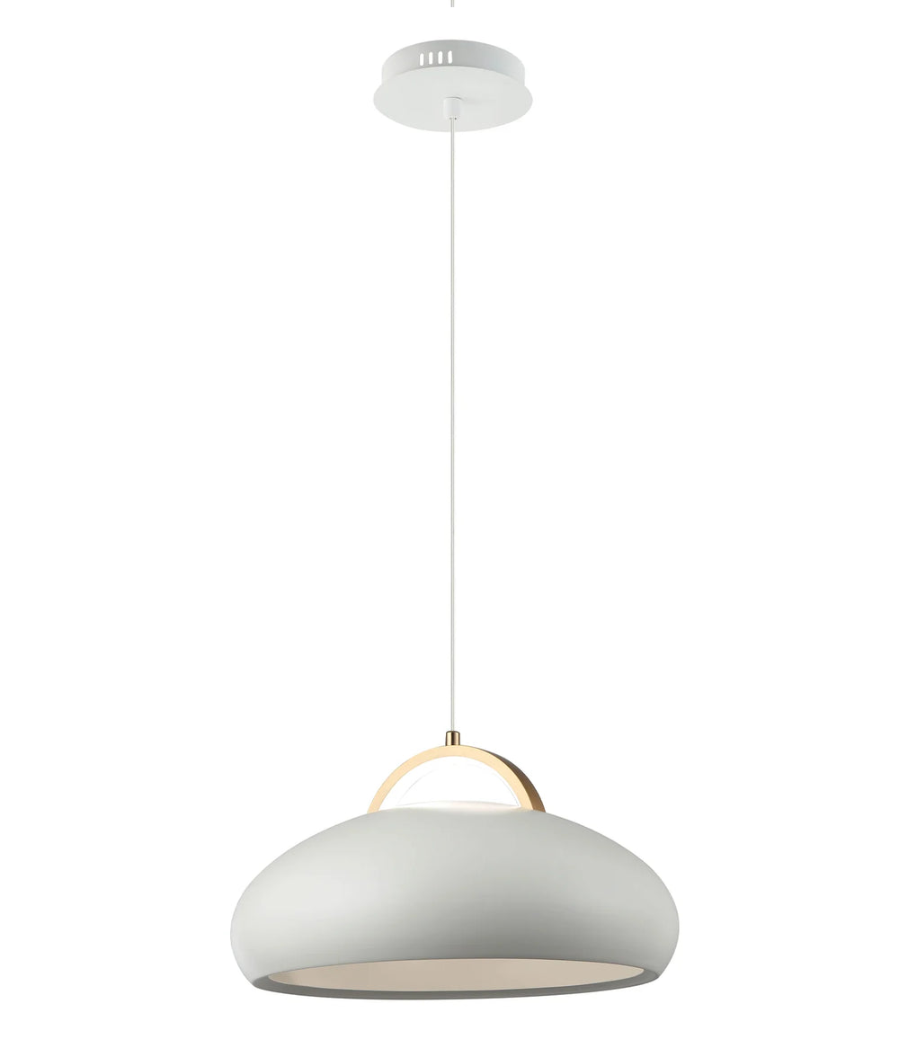 KUPOL: Interior LED Tri-CCT Dome with Brass Highlight Pendant Lights White Pendant