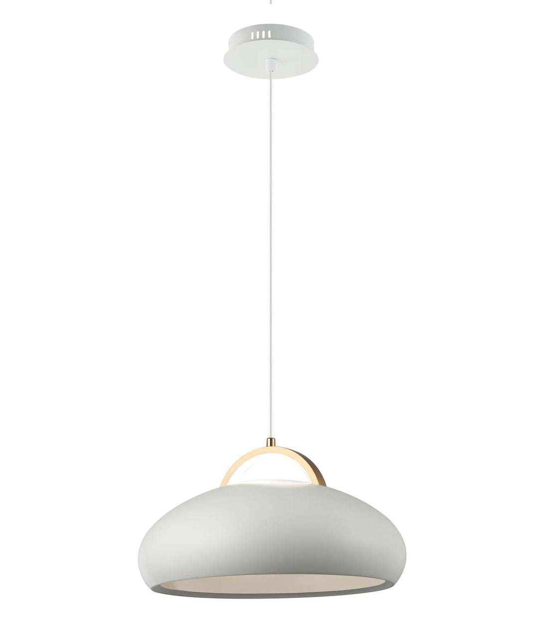 KUPOL: Interior LED Tri-CCT Dome with Brass Highlight Pendant Lights White Pendant