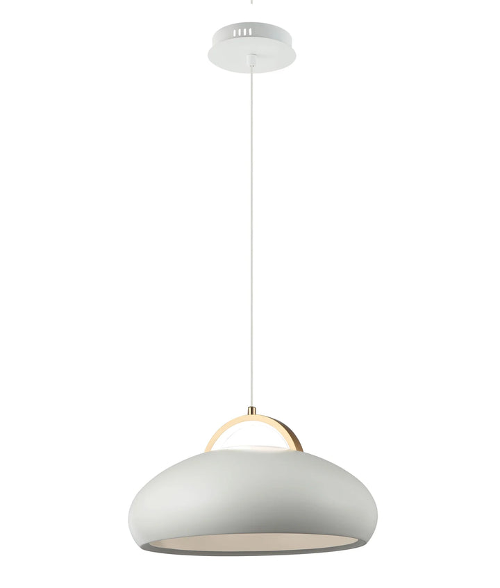 KUPOL: Interior LED Tri-CCT Dome with Brass Highlight Pendant Lights White Pendant