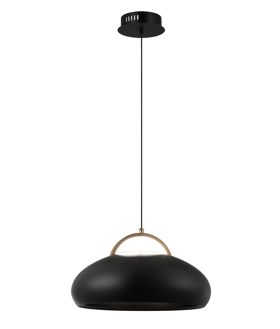 KUPOL: Interior LED Tri-CCT Dome with Brass Highlight Pendant Lights Black Pendant