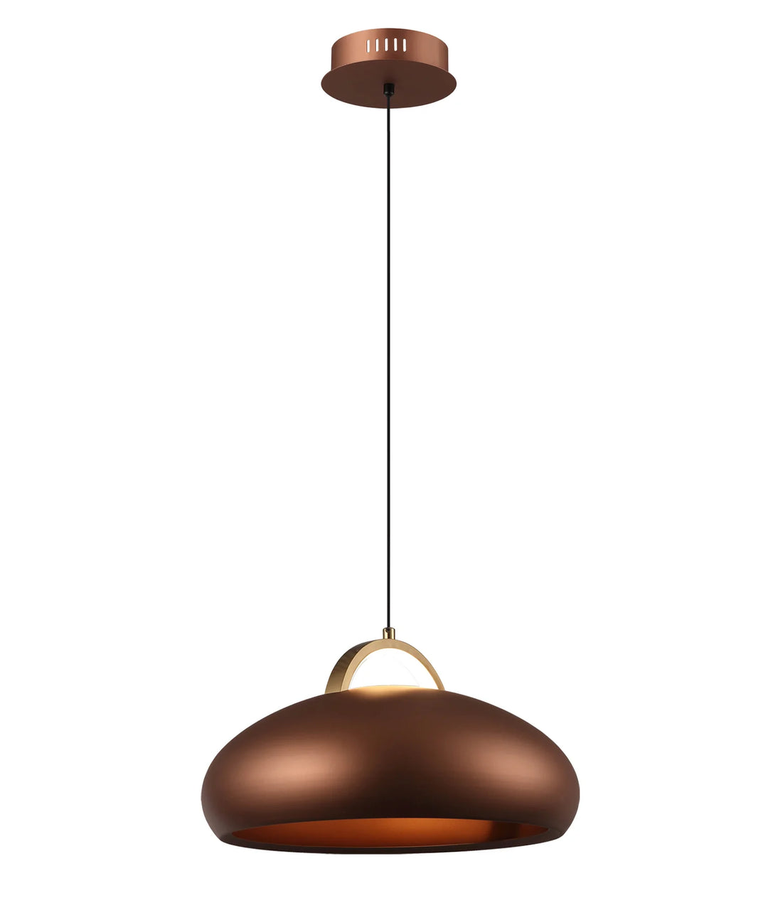 KUPOL: Interior LED Tri-CCT Dome with Brass Highlight Pendant Lights Coffee Pendant