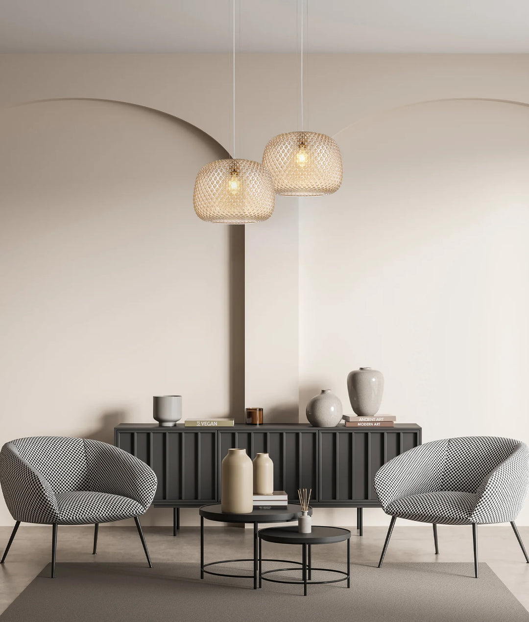 LABU: Interior Dome Glass with Segments Pendant Lights Pendant