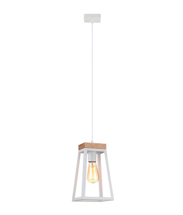 LANTERNA: Scandinavian Wood Trapezium Pendant Lights White Pendant