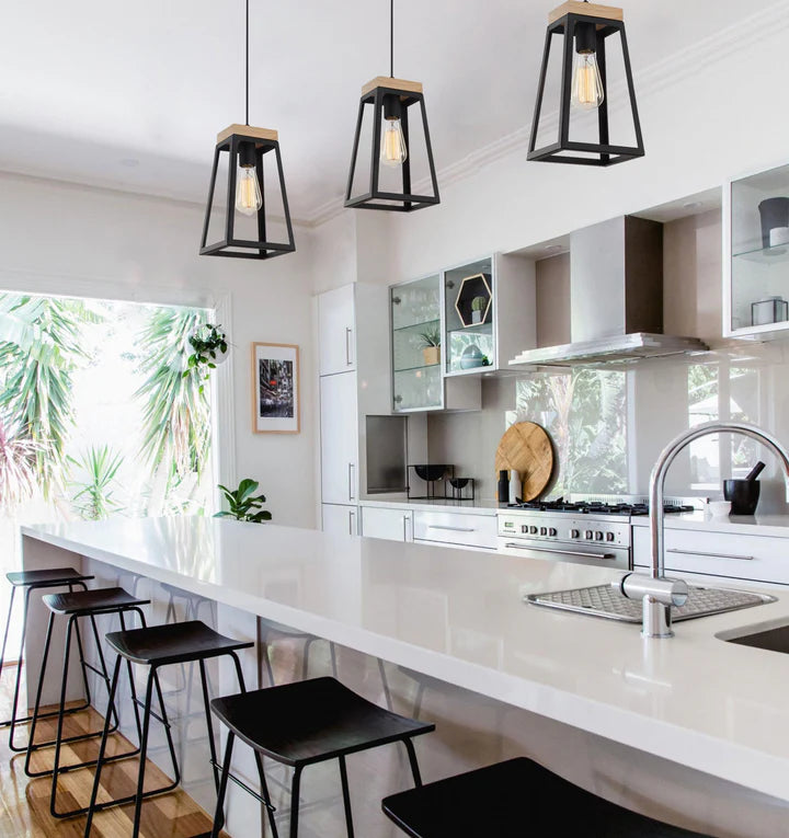 LANTERNA: Scandinavian Wood Trapezium Pendant Lights Pendant