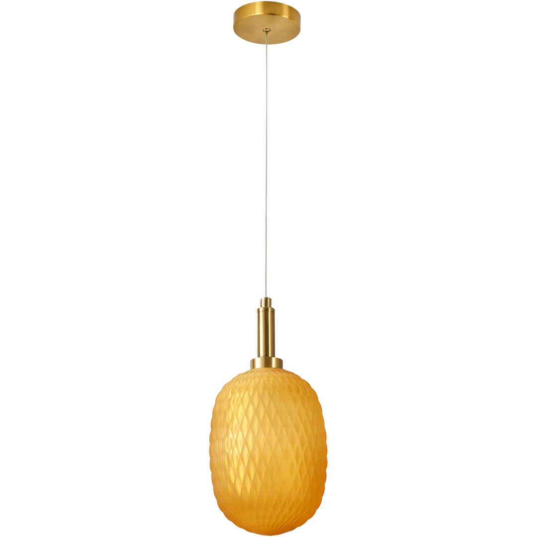 Calibo Lark Diamond Pattern 150mm Glass Pendant Amber Pendant